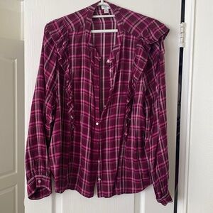 JCrew ruffle blouse, never worn. So cute and breezy!